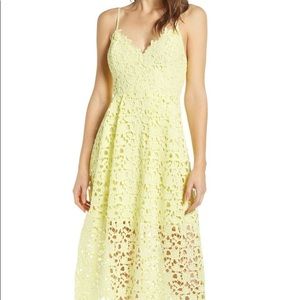 ASTR the Label Yellow Lace Midi Dress